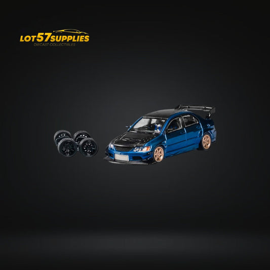 CM Model Mitsubishi Lancer Evo IX 9 Metallic Blue With Carbon Hood 1:64 CM64-EVOIX-10CR