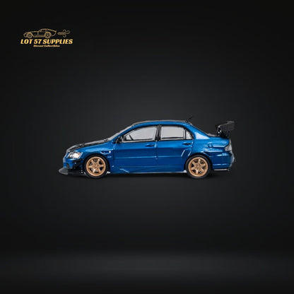 CM Model Mitsubishi Lancer Evo IX 9 Metallic Blue With Carbon Hood 1:64 CM64-EVOIX-10CR