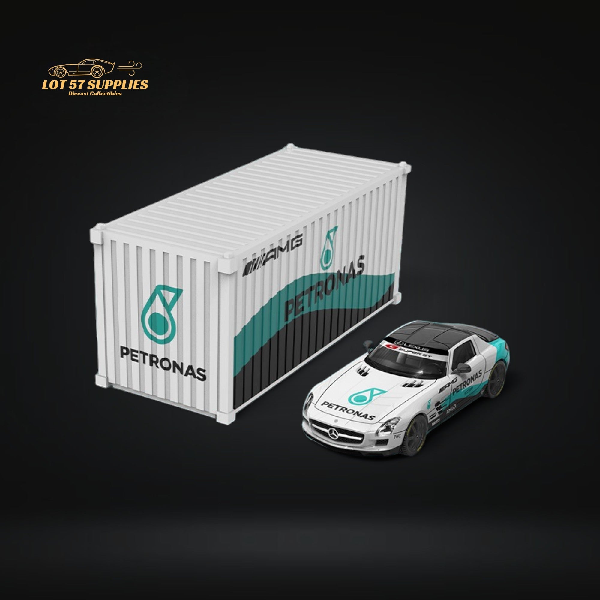 TimeMicro Mercedes Benz SLS Petronas Livery Container Version 1:64 TM643319-T - Collectors World Toys
