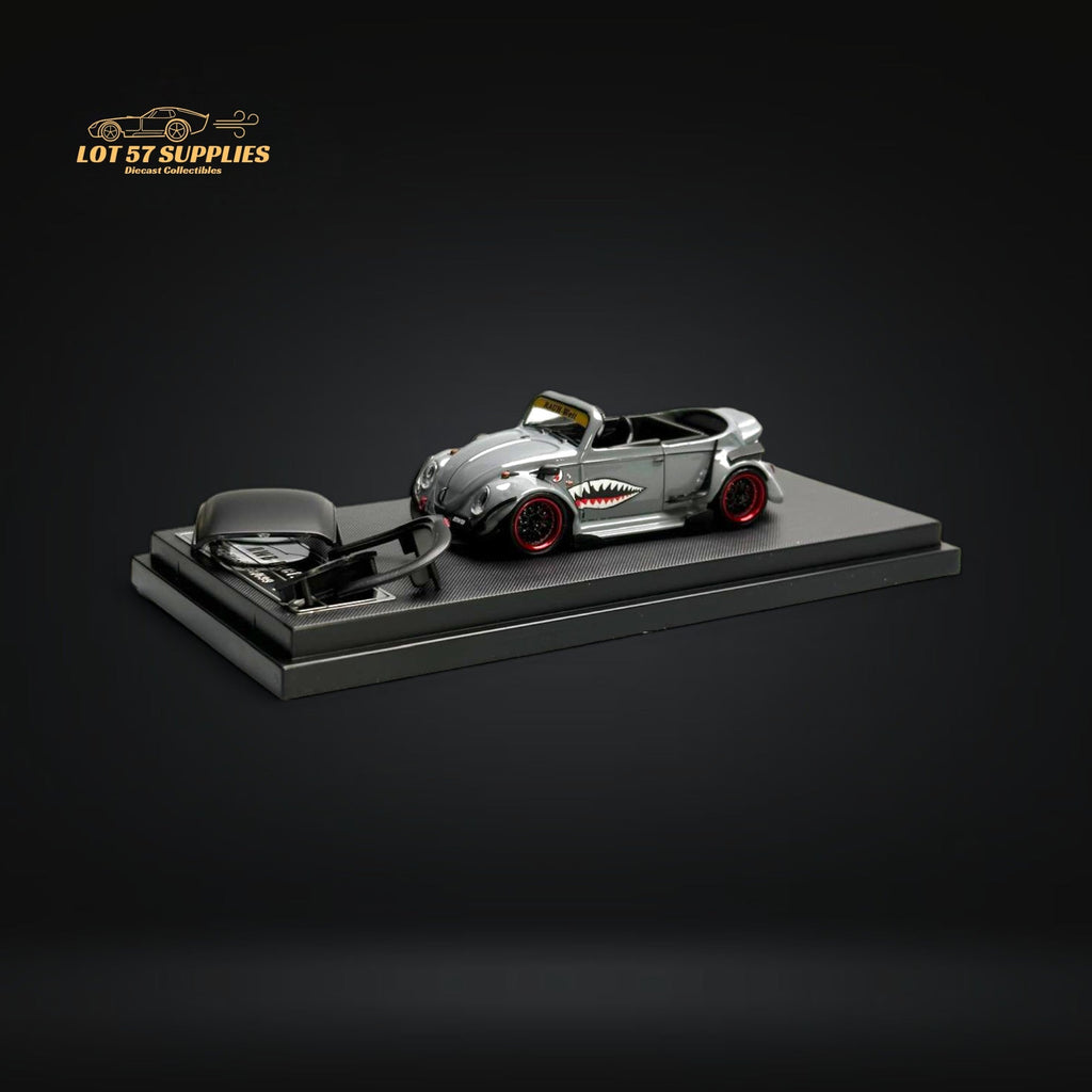 HKM Model VW Beetle Convertible Cabriolet Grey Shark Mouth 1:64