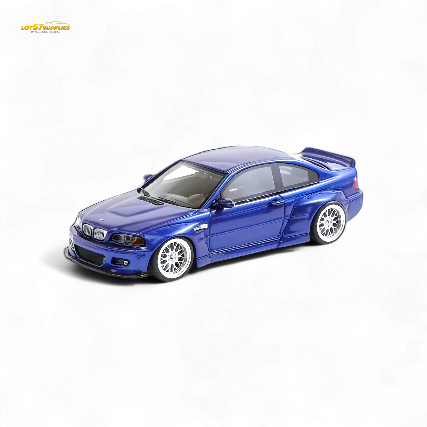 FLAME BMW M3 E46 Widebody Pandem in Metallic Blue Resin 1:64