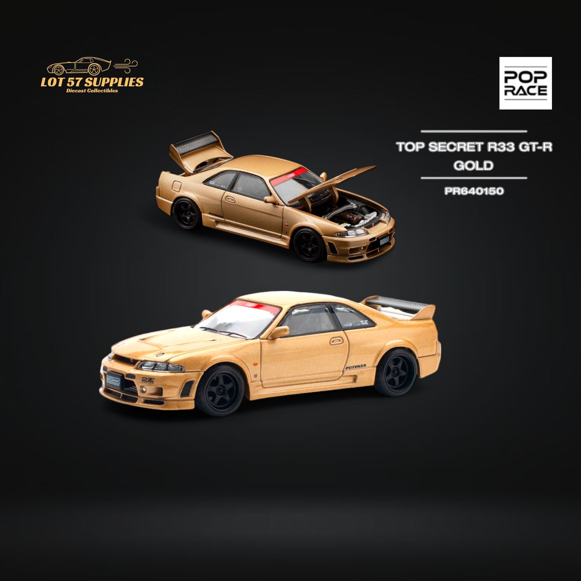 (Pre-Order) Pop Race Nissan Skyline GT-R R33 Top Secret Gold PR640150 1:64 Main image