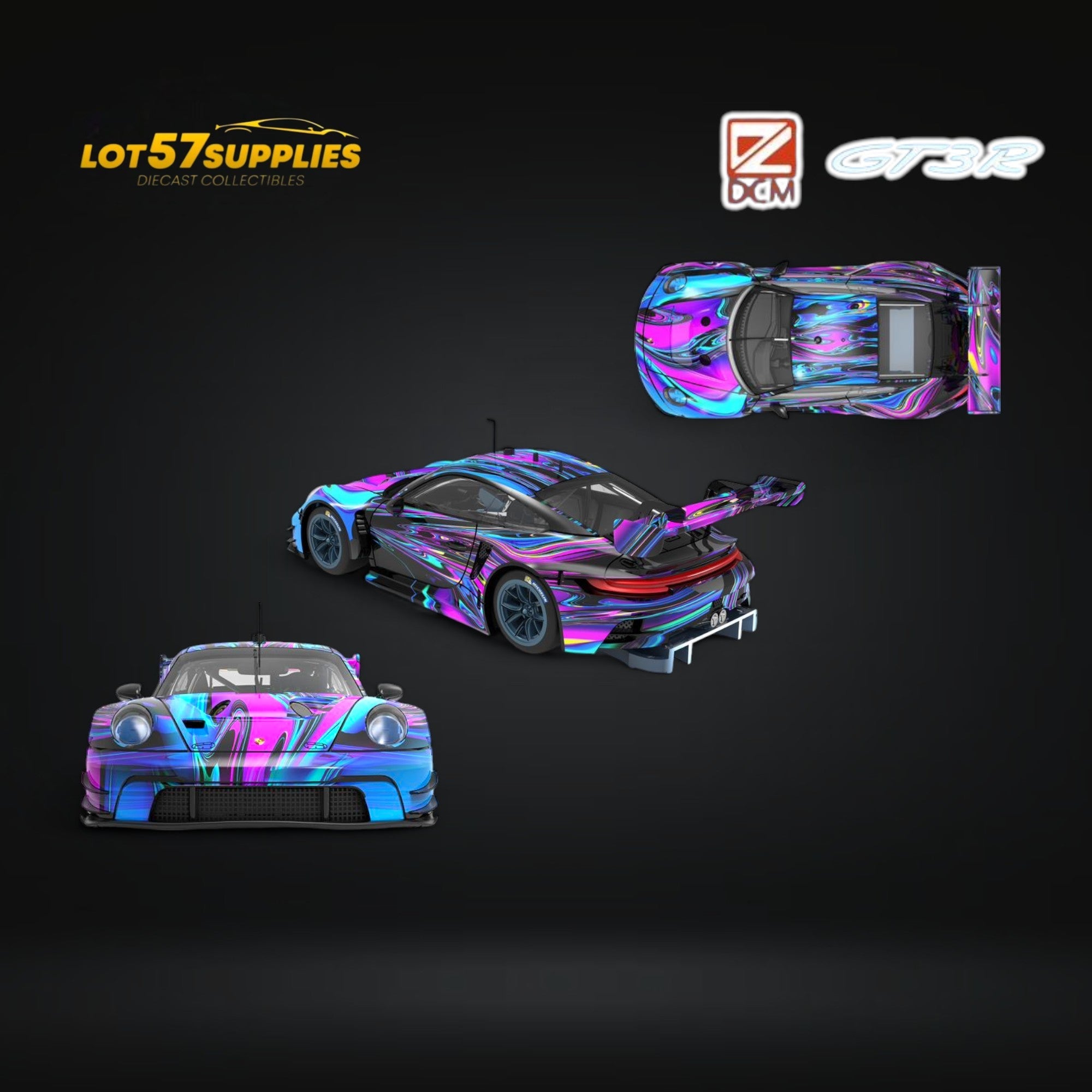 (Pre-Order) DCM Porsche 911 GT3 R in Modern Chameleon livery 1:64 Main image
