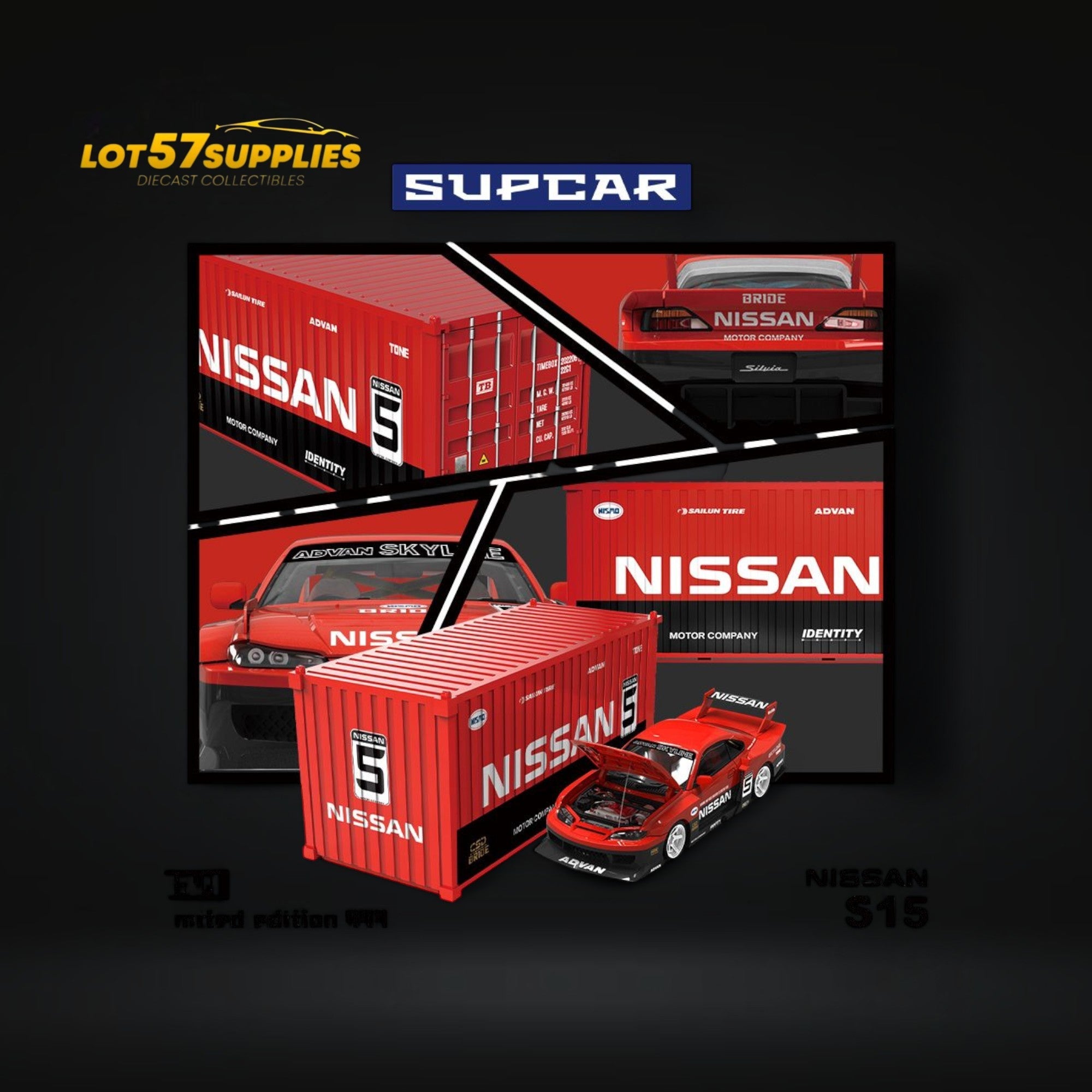 (Pre-Order) SUPCAR Silvia S15 Advan LBWK Livery w/ Container 1:64 Main image