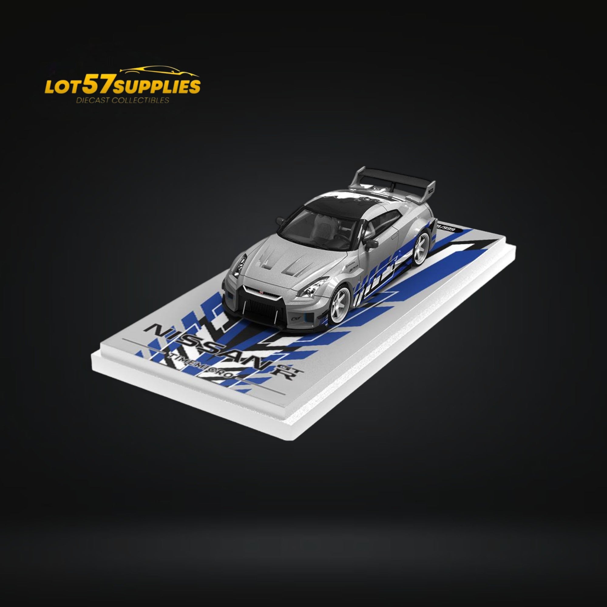 TimeMicro Skyline GT-R R35 FNF Silver Blue Ordinary 1:64 Main image