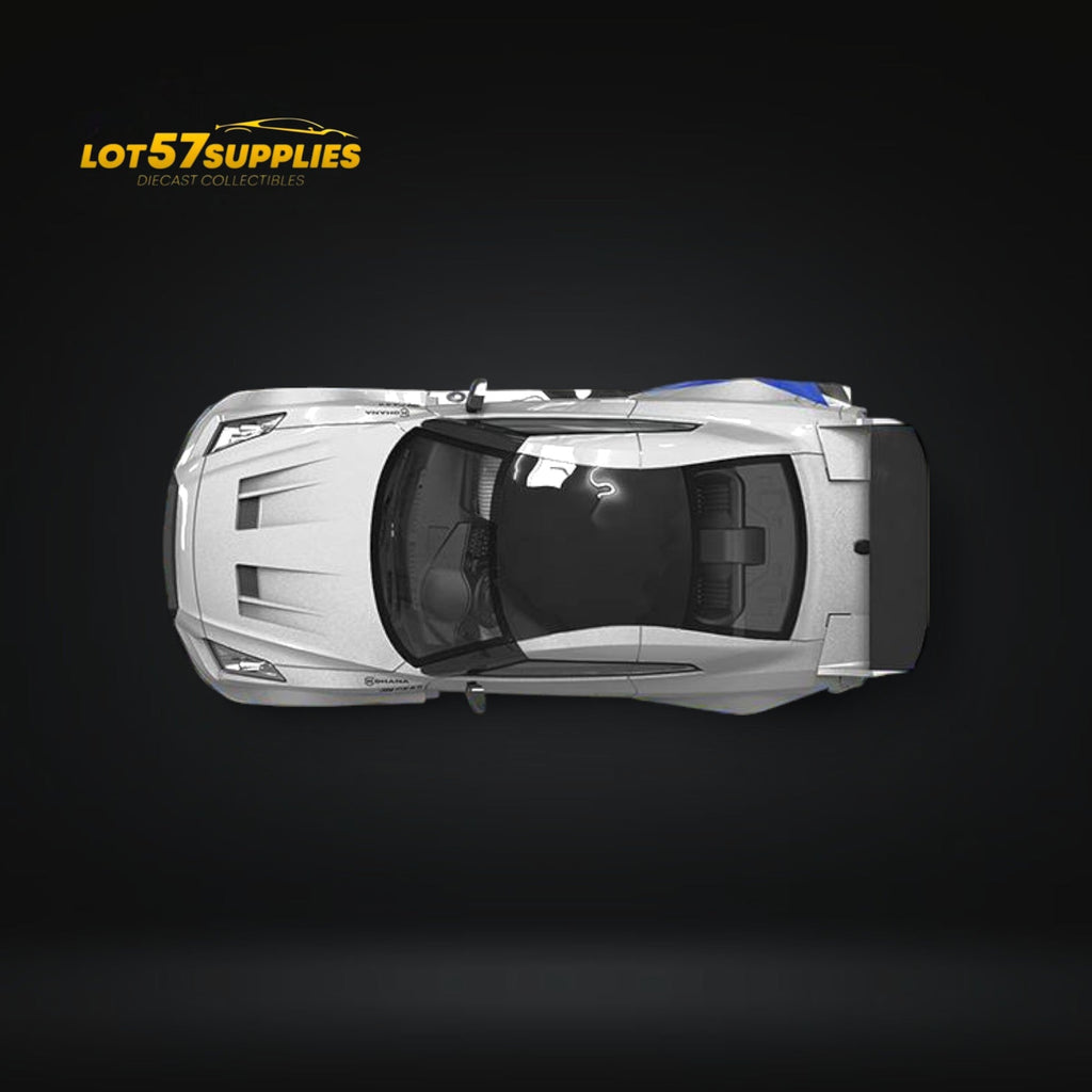 TimeMicro Skyline GT-R R35 FNF Silver Blue Ordinary 1:64 - Collectors World Toys