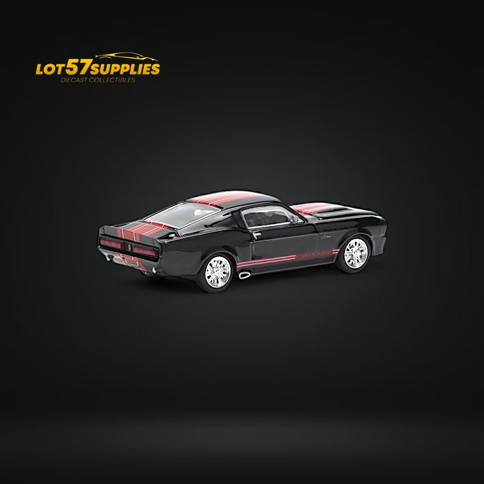 (Pre-Order) Pop Race Shelby Mustang GT500 Dark Chrome Black w/ Openable hood 1:64