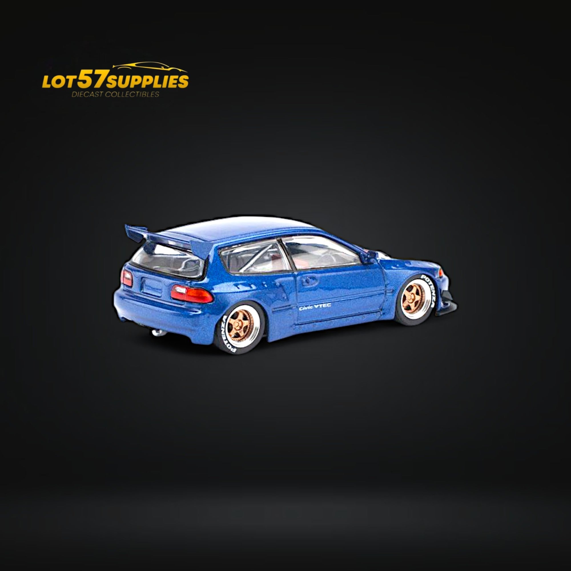 (Pre-Order) Pop Race Pandem Civic EG6 Metallic Blue w/ Openable hood 1:64 - Collectors World Toys