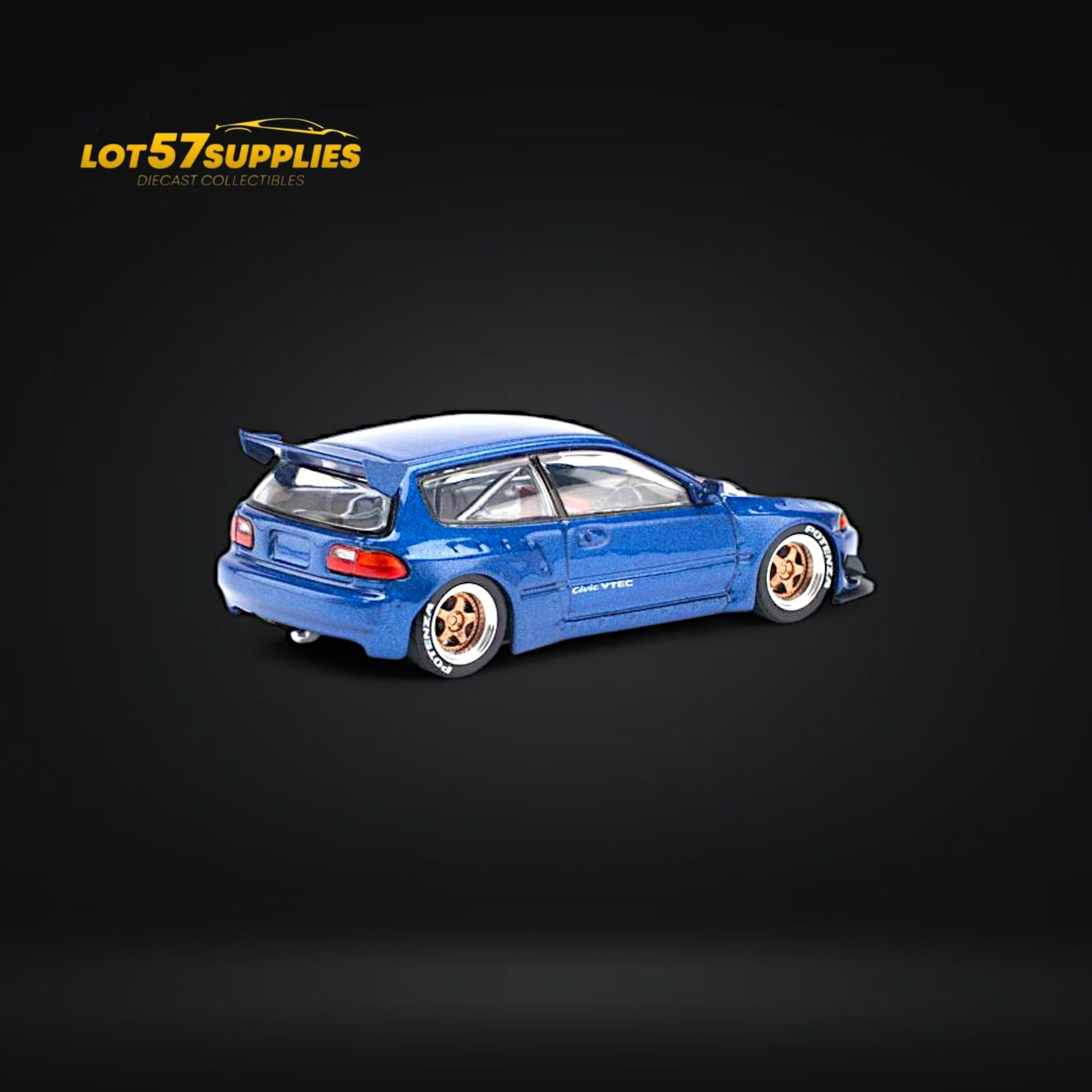 (Pre-Order) Pop Race Pandem Civic EG6 Metallic Blue w/ Openable hood 1:64
