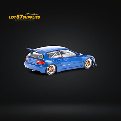 (Pre-Order) Pop Race Pandem Civic EG6 Metallic Blue w/ Openable hood 1:64