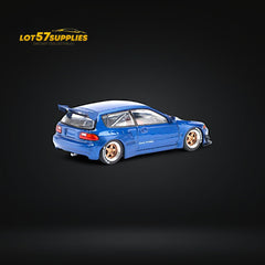 (Pre-Order) Pop Race Pandem Civic EG6 Metallic Blue w/ Openable hood 1:64 - Collectors World Toys