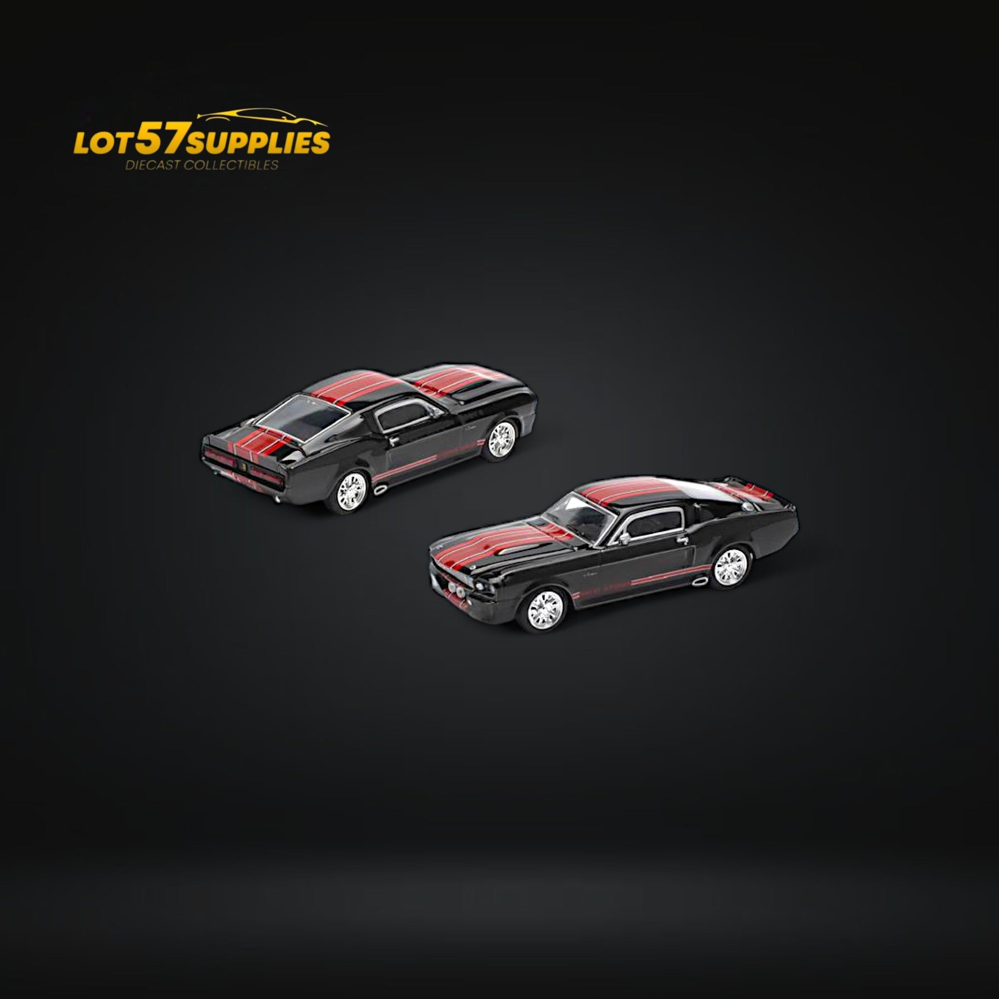 (Pre-Order) Pop Race Shelby Mustang GT500 Dark Chrome Black w/ Openable hood 1:64