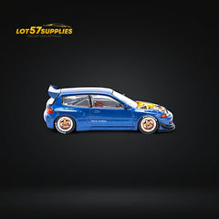 (Pre-Order) Pop Race Pandem Civic EG6 Metallic Blue w/ Openable hood 1:64 - Collectors World Toys