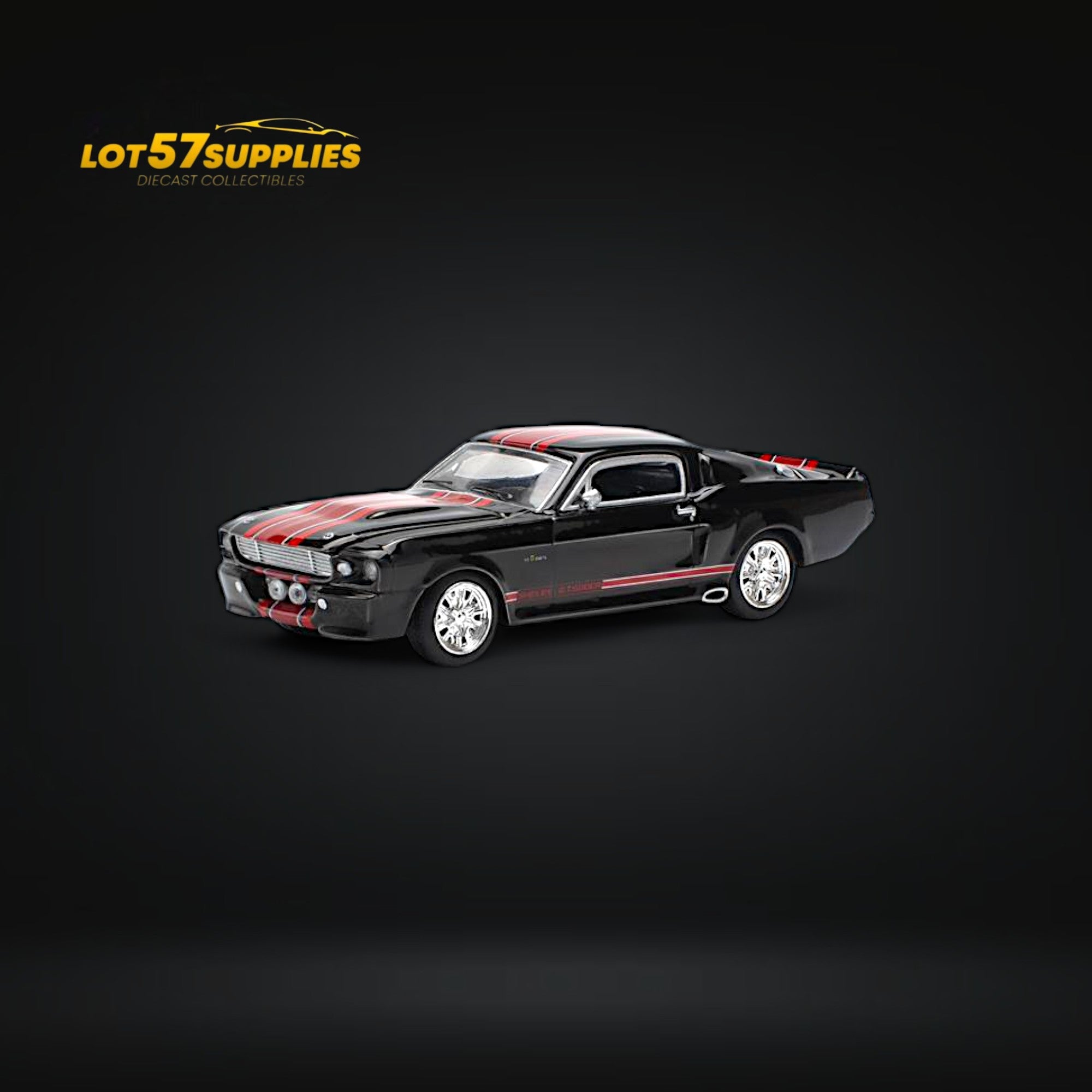 (Pre-Order) Pop Race Shelby Mustang GT500 Dark Chrome Black w/ Openable hood 1:64