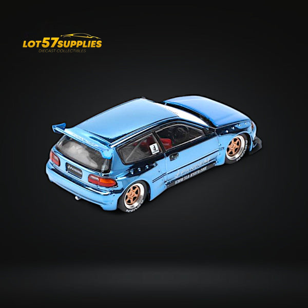 (Pre-Order) Pop Race Pandem Civic EG6 Blue Chrome 1:64