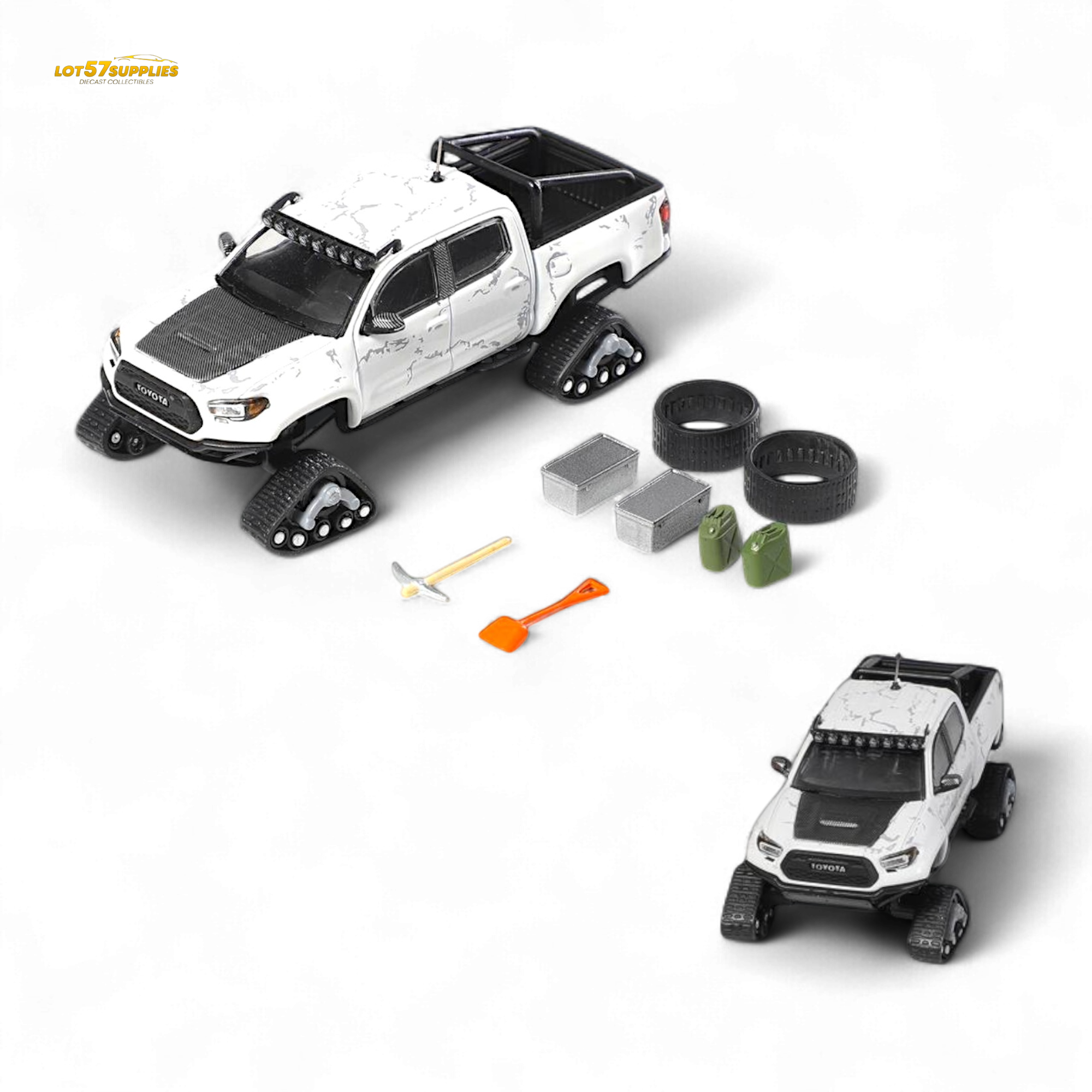 GCD Toyota TACOMA SNOW VERSION in White & 3PMSF Tires 1:64 Main image