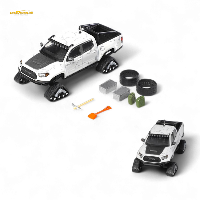 GCD Toyota TACOMA SNOW VERSION in White & 3PMSF Tires 1:64 - Collectors World Toys Hover Image
