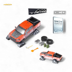 GCD Toyota TACOMA SNOW VERSION in Orange Red - Snow Effect & 3PMSF Tires 1:64