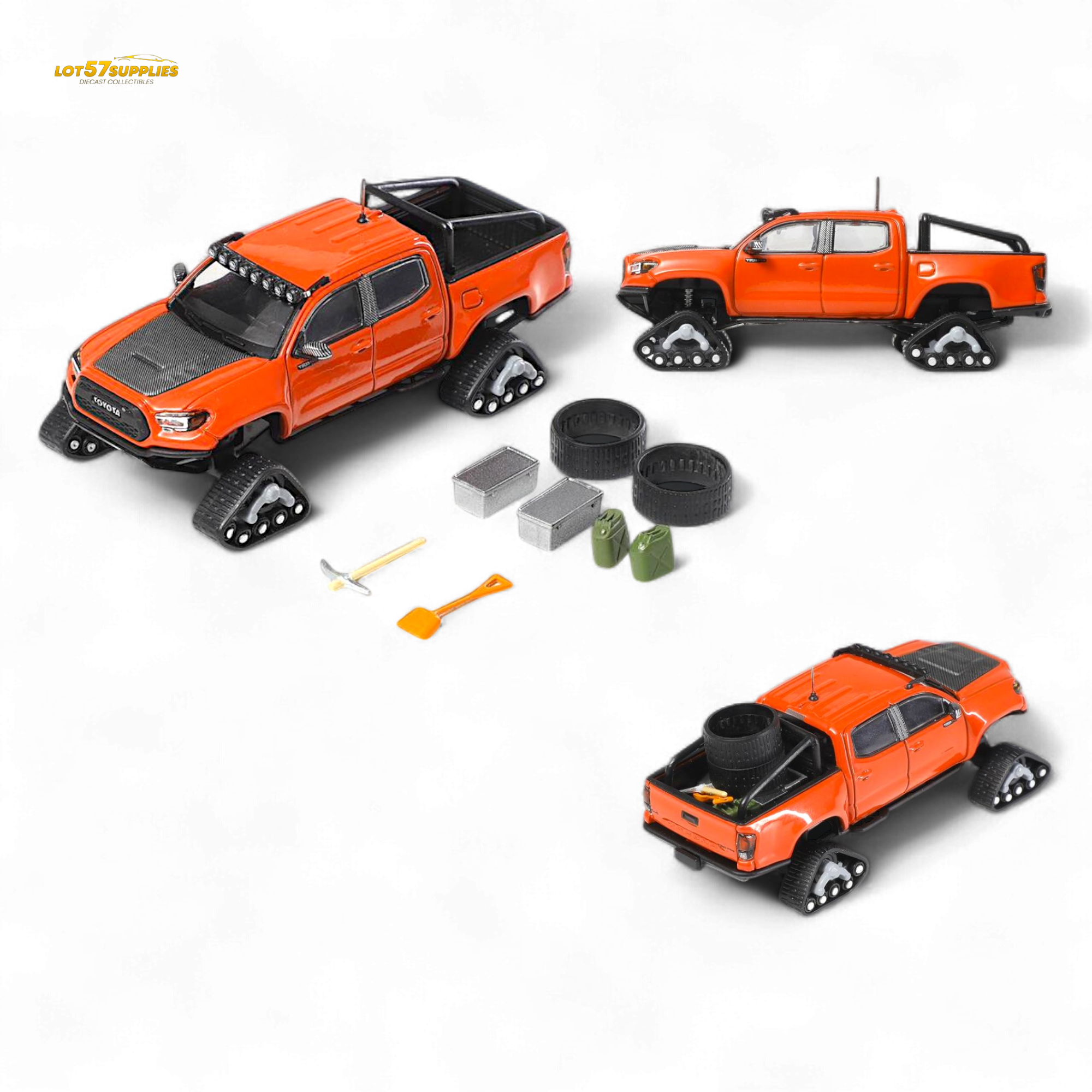 GCD Toyota TACOMA in Orange Red & 3PMSF Tires 1:64 Main image