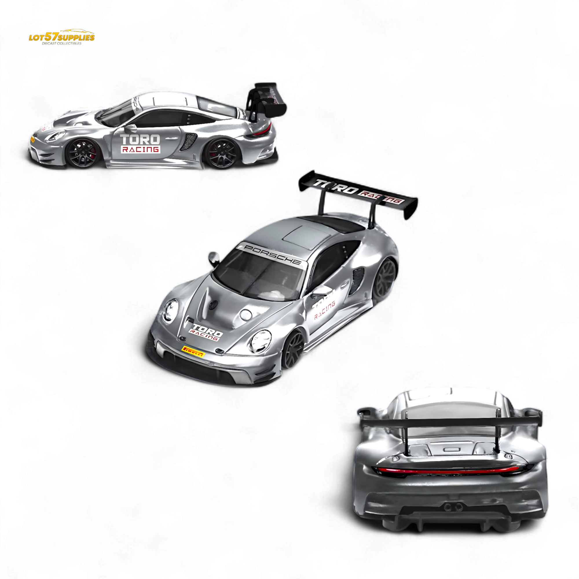 STAR RACE Porsche 911 GT3 Matte Silver Racing 1:64 Main image