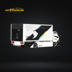MicroTurbo HINO 300 Custom Box Truck White - Black Livery 1:64 - Collectors World Toys