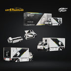 MicroTurbo HINO 300 Custom Box Truck White - Black Livery 1:64 - Collectors World Toys