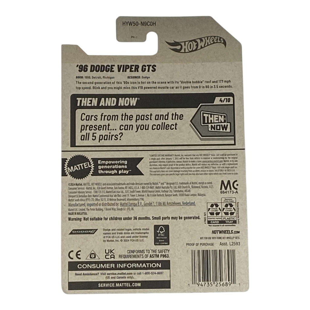 Hot Wheels '96 Dodge Viper GTS - Then and Now Series 4/10