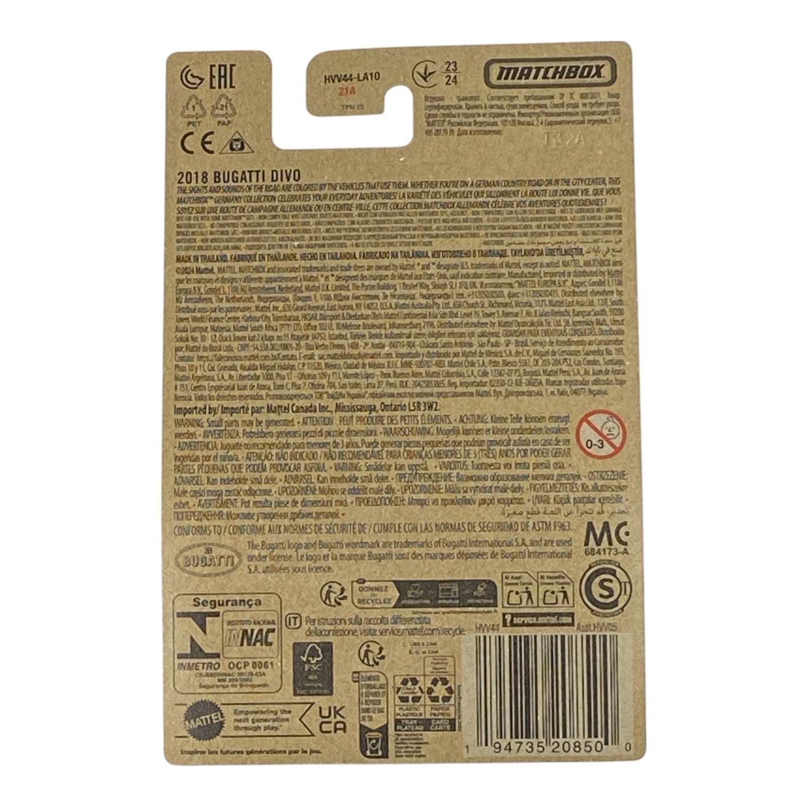 Matchbox 2018 Bugatti Divo - European Streets Series 23/24