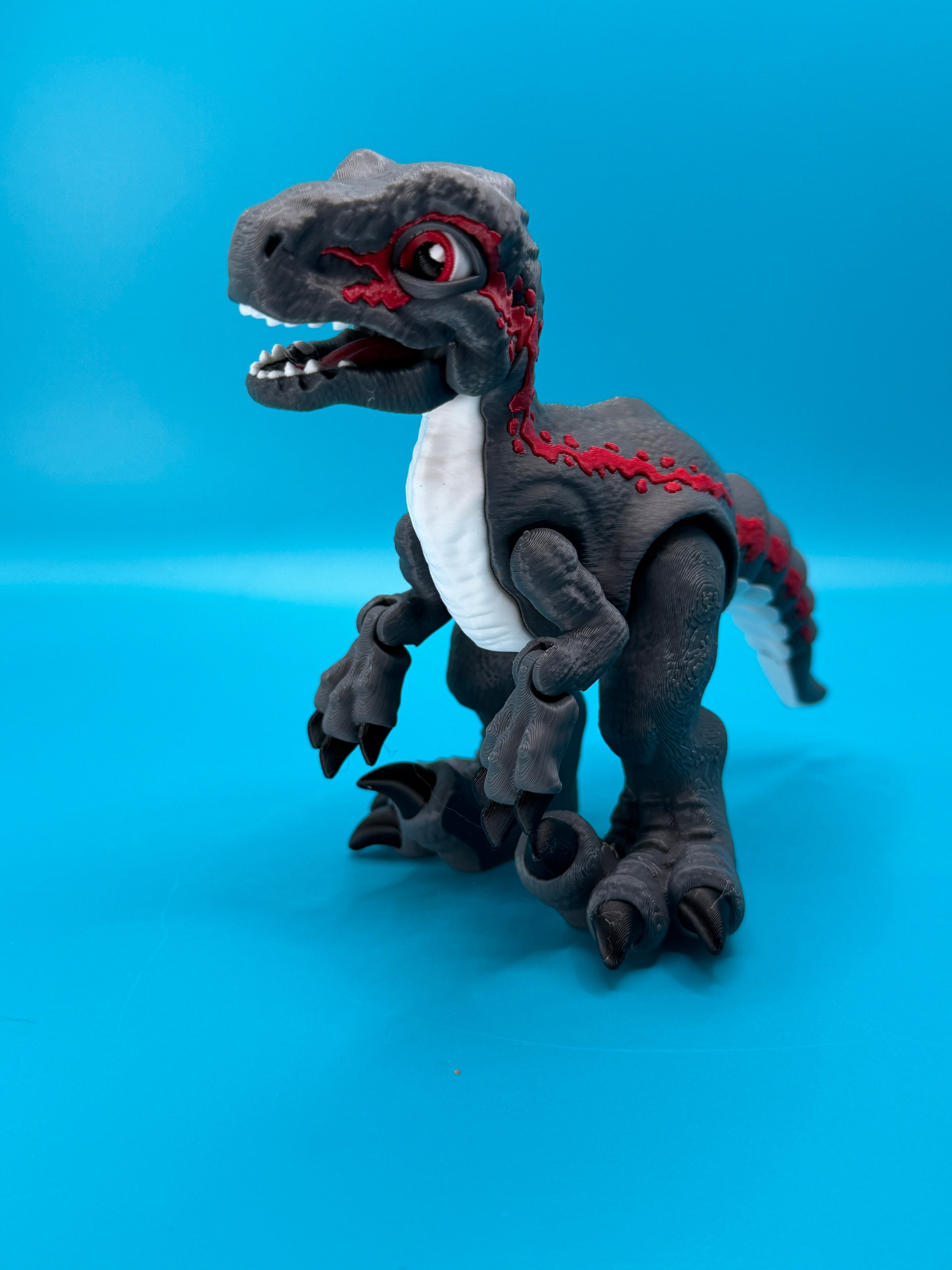 Articulated Velociraptor Dinosaur 3D Printed Toy | Stlflix | Blue | Raptor