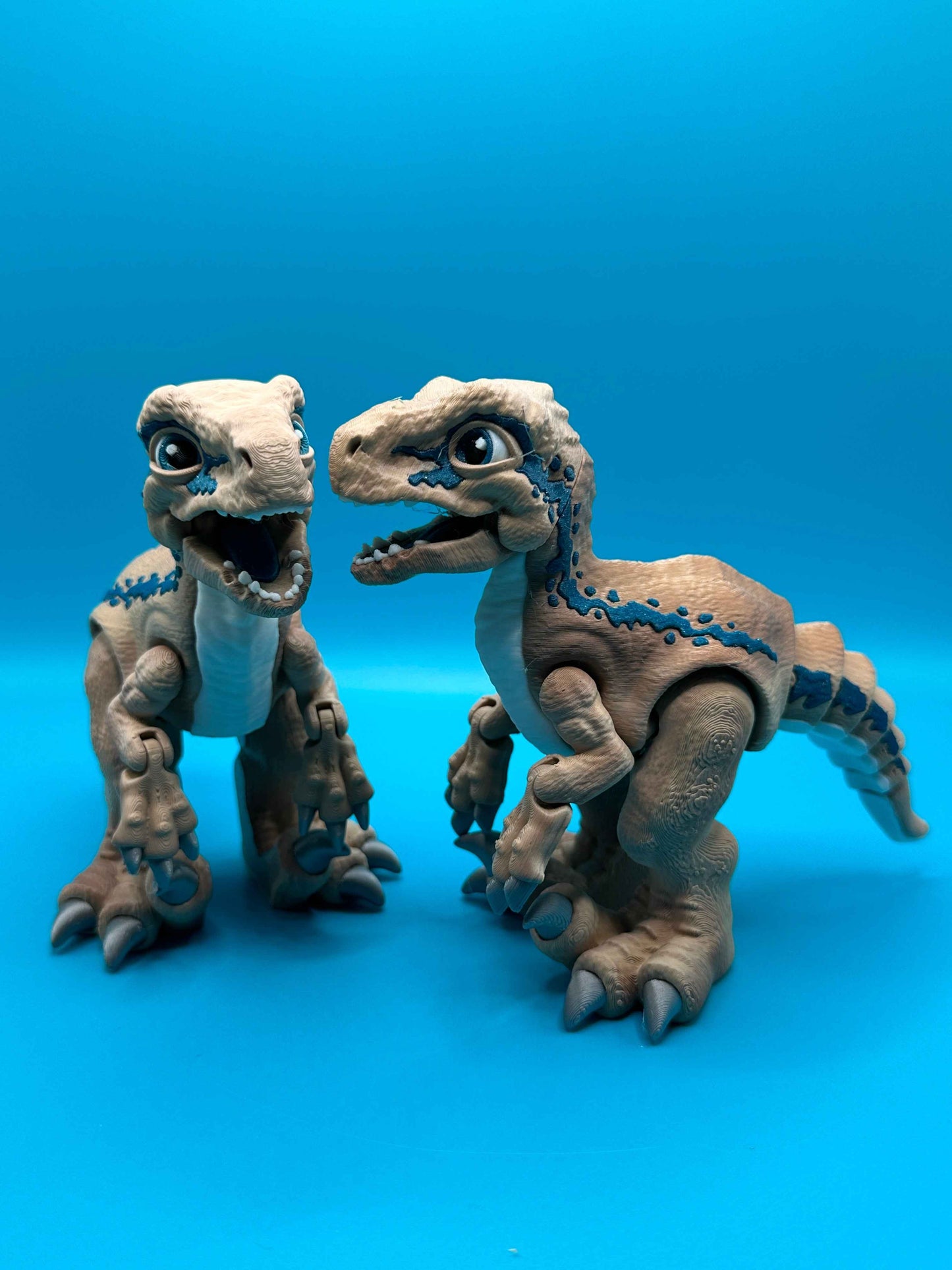 Articulated Velociraptor Dinosaur 3D Printed Toy | Stlflix | Blue | Raptor