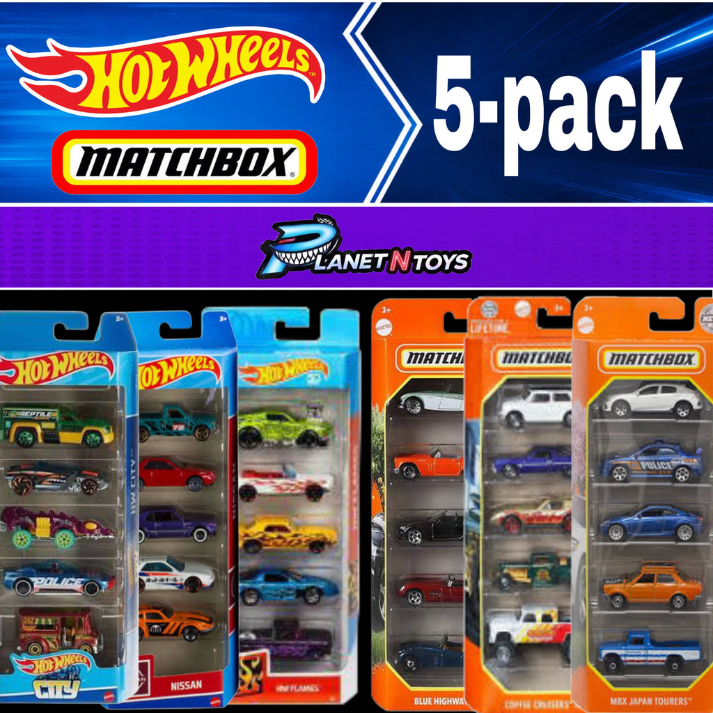 Hot Wheels / matchbox 5-cars Pack Assorted (Nissan, F1, Fast & Furious, Nightburnerz, Motor Show, & More)