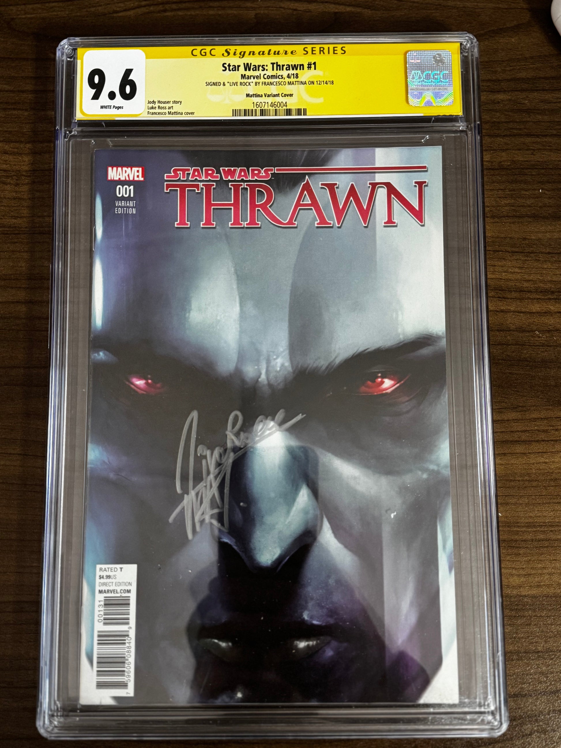 STAR WARS THRAWN #1 SIGNED BY FRANCESCO MATTINA 1:50 VAR CGC 9.6 SS YELLOW LABEL [IN STOCK]