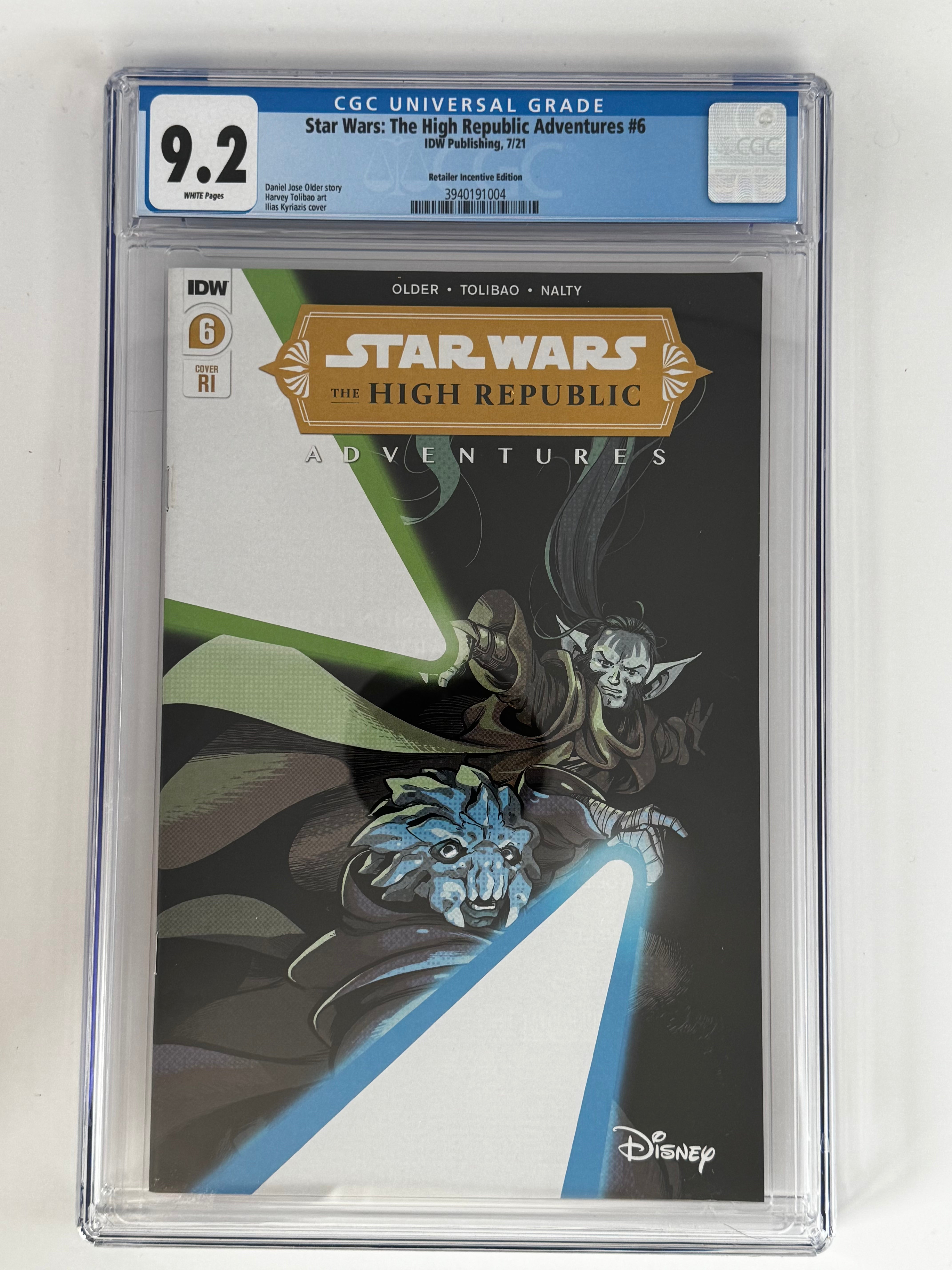 STAR WARS THE HIGH REPUBLIC ADVENTURES #6 RI CGC 9.2 BLUE LABEL [IN STOCK] Main image