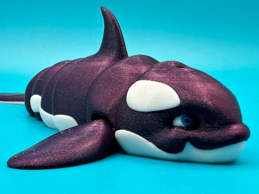 3D Printed Flexi Orca Whale | Killer Whale Galaxy Purple