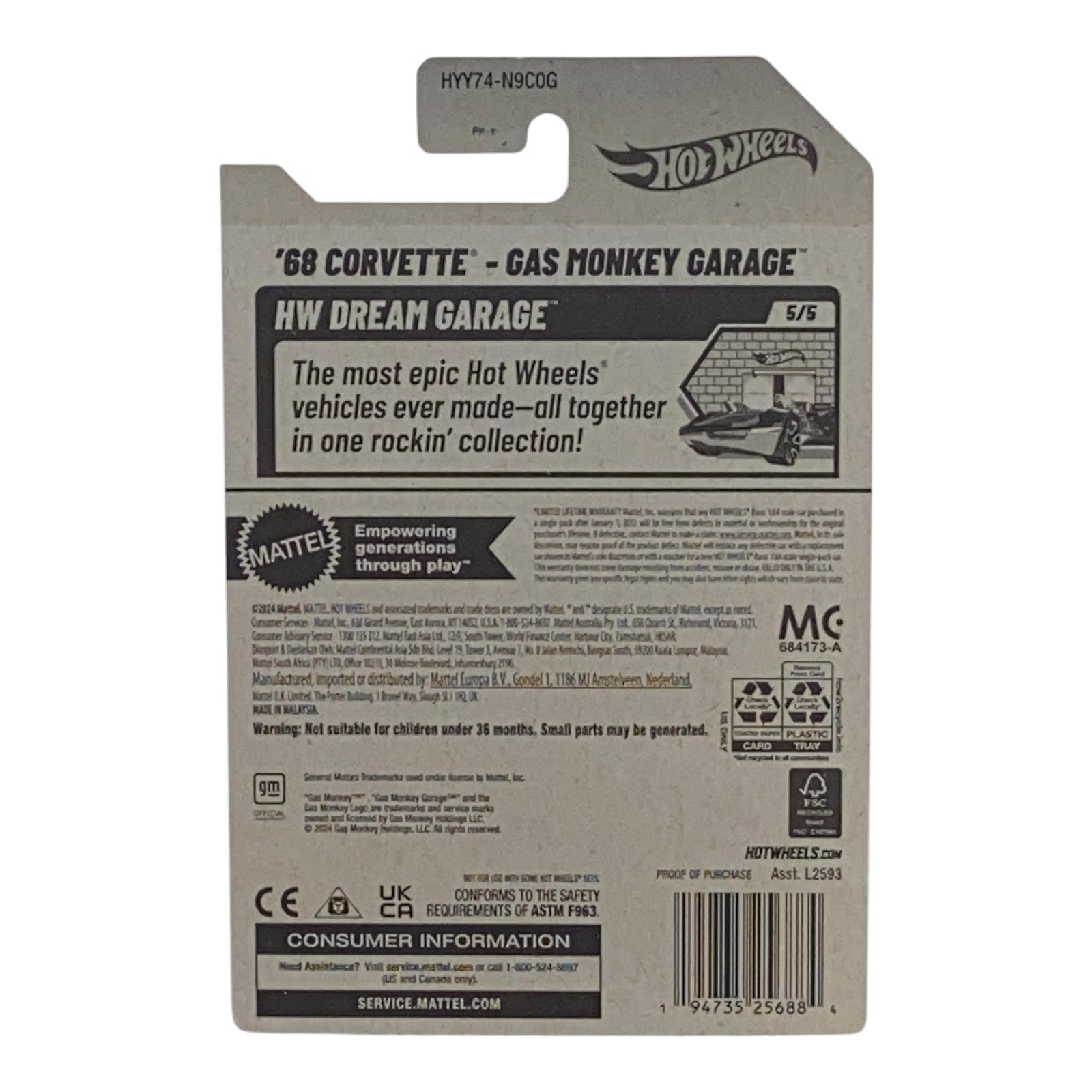 Hot Wheels '68 Corvette - Gas Monkey Garage - HW Dream Garage Series 5/5 -