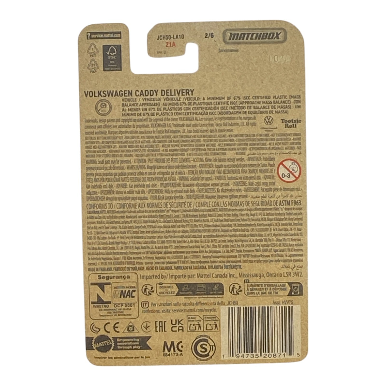 Matchbox Volkswagen Caddy Delivery - Tootsie Roll Pop - Matchbox Candy Series 2/6 -