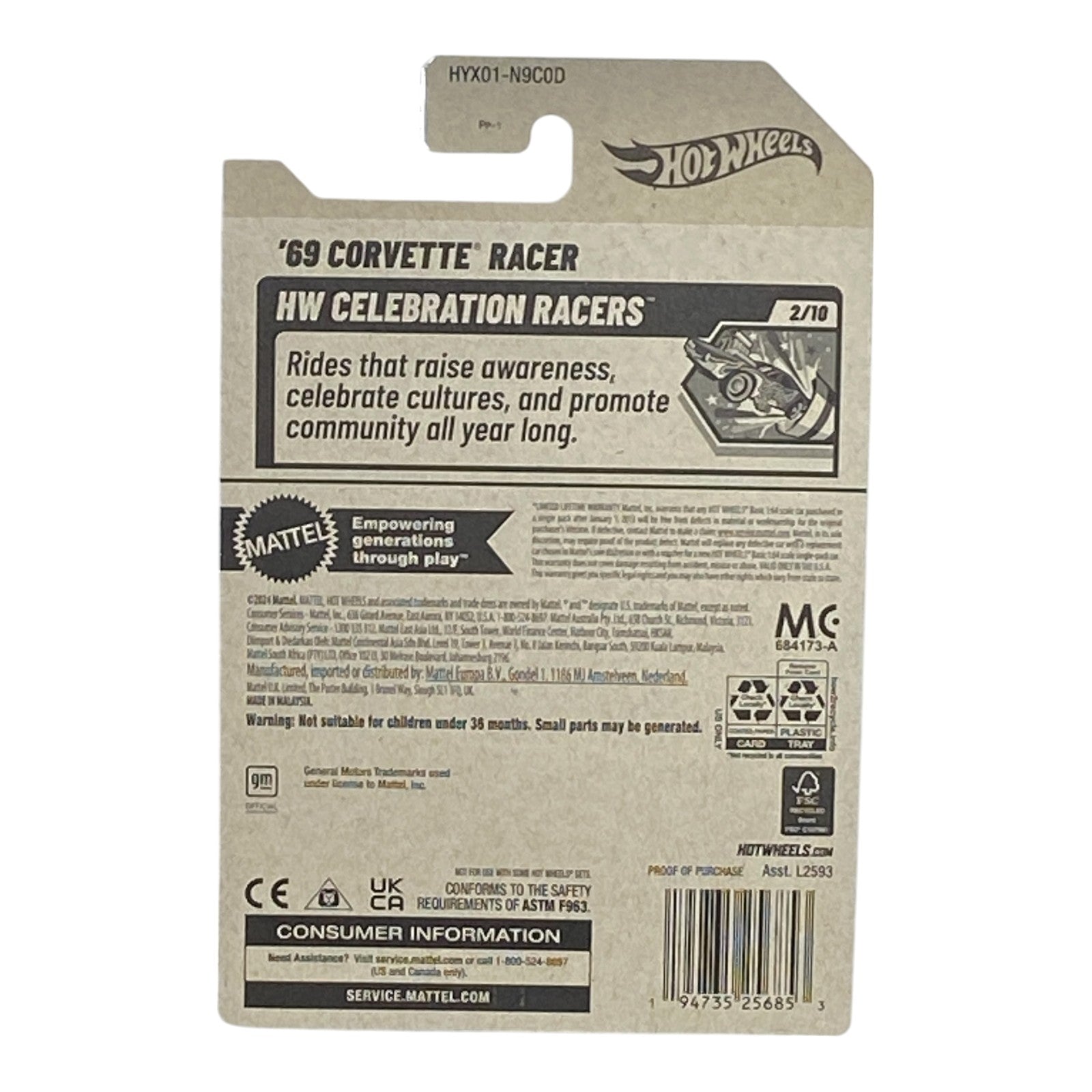 Hot Wheels '69 Corvette Racer - Valentine's Day 2025 - Celebration Racers Series 2/10 Secondary image
