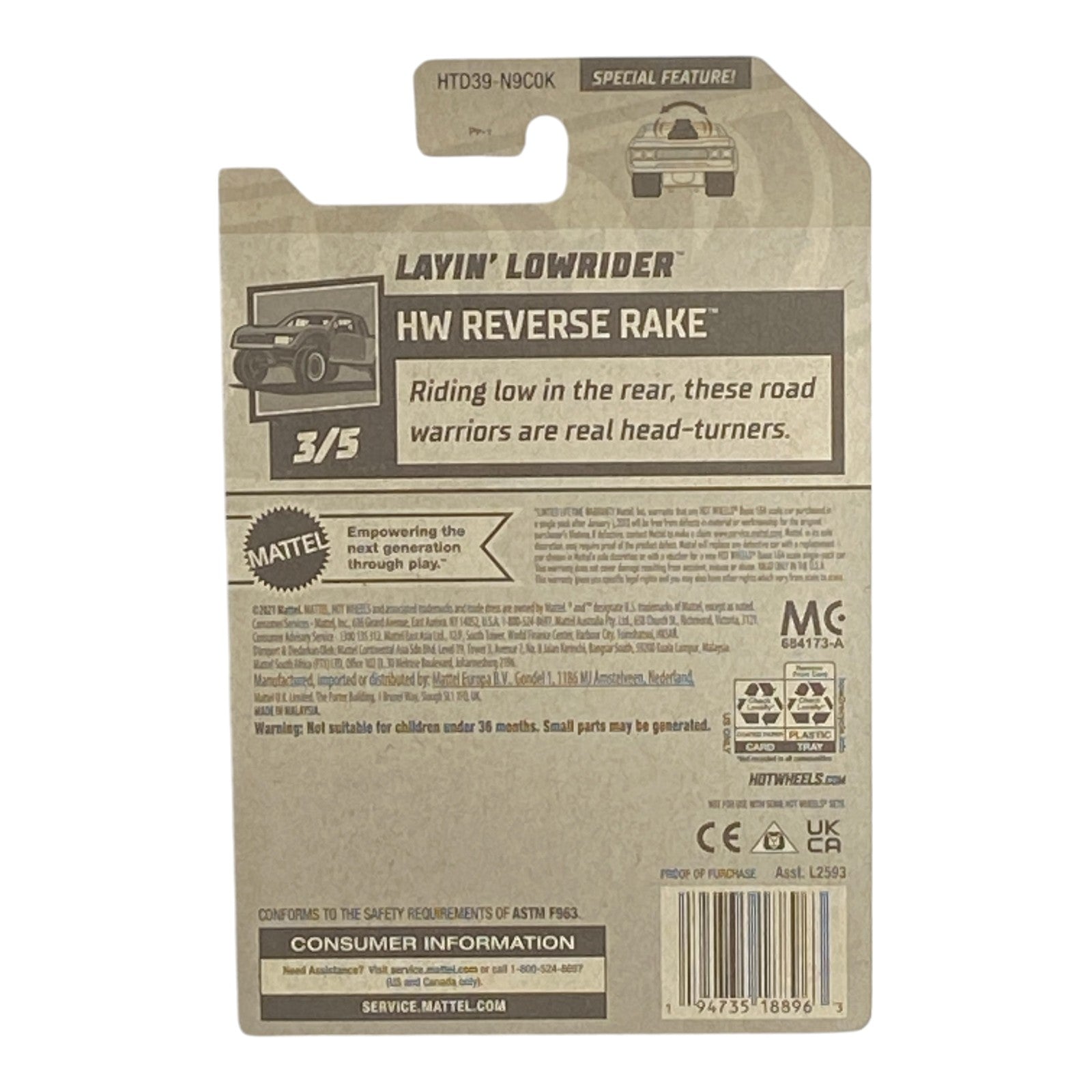 Hot Wheels Layin' Lowrider - HW Reverse Rake Series 3/5 Secondary image