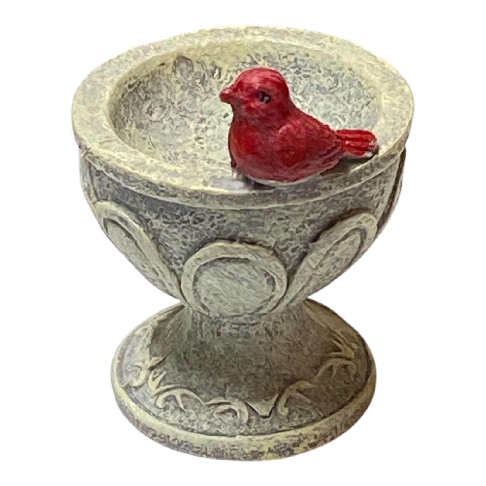 Miniature Birdbath with Red Cardinal 2"