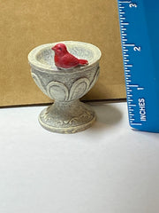 Miniature Birdbath with Red Cardinal 2"