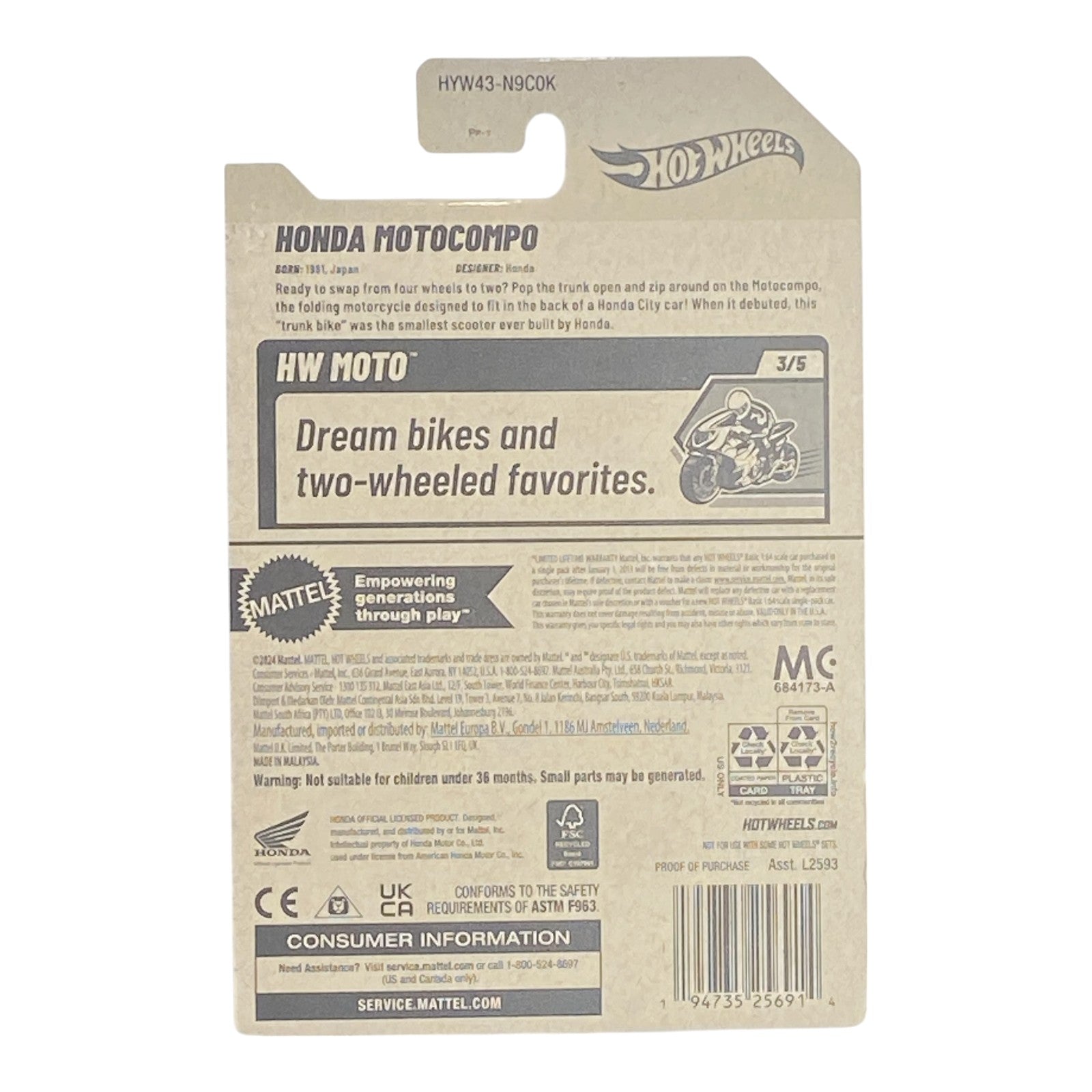 Hot Wheels Honda Motocompo - HW Motto Series 3/5 - Collectors World Toys