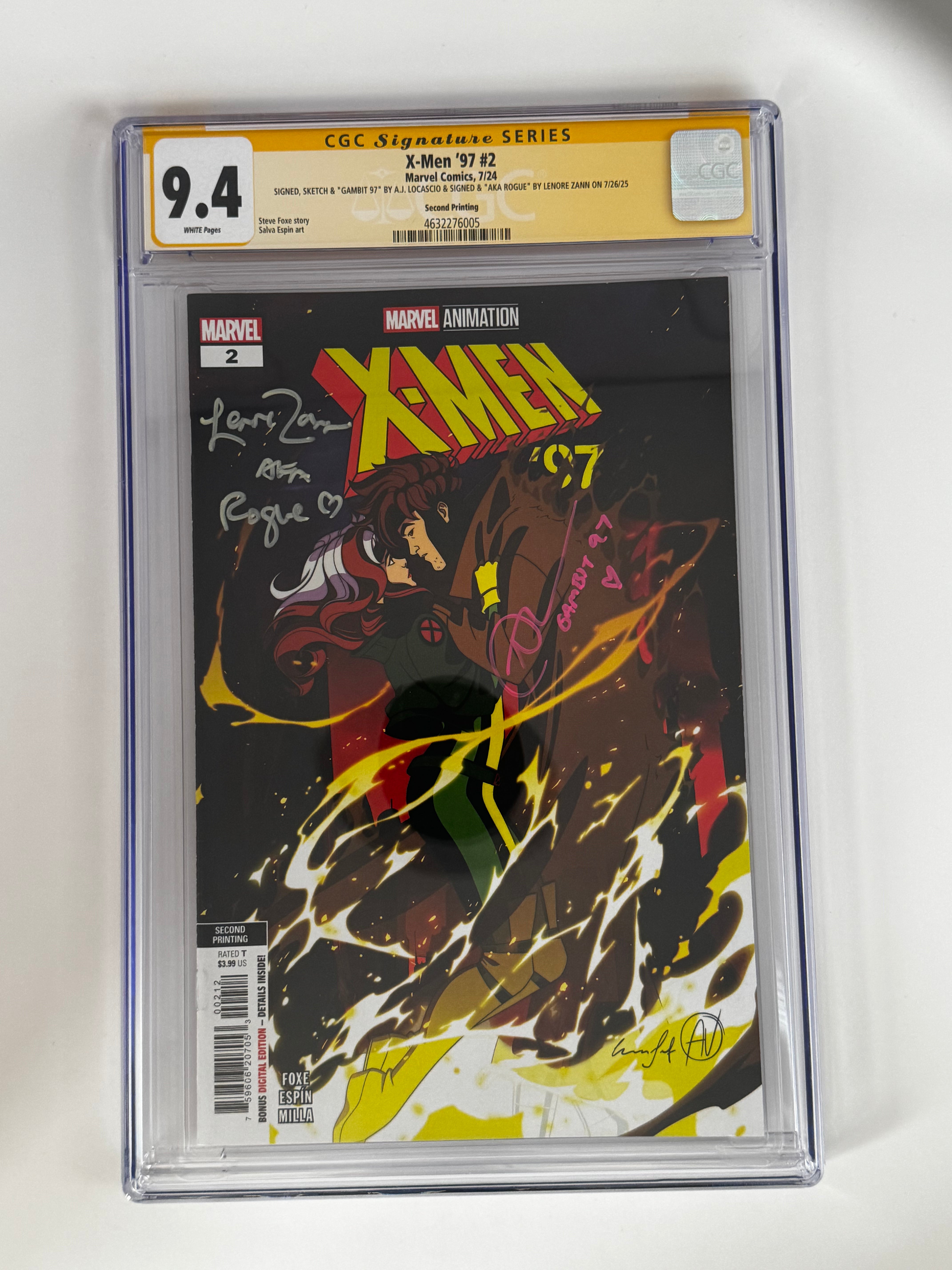[DOUBLE SIGNED LENORE ZANN | AJ LOCASCIO] X-MEN '97 #2 CGC 9.4 Yellow Label 2nd PTG Steve Espin Var Main image