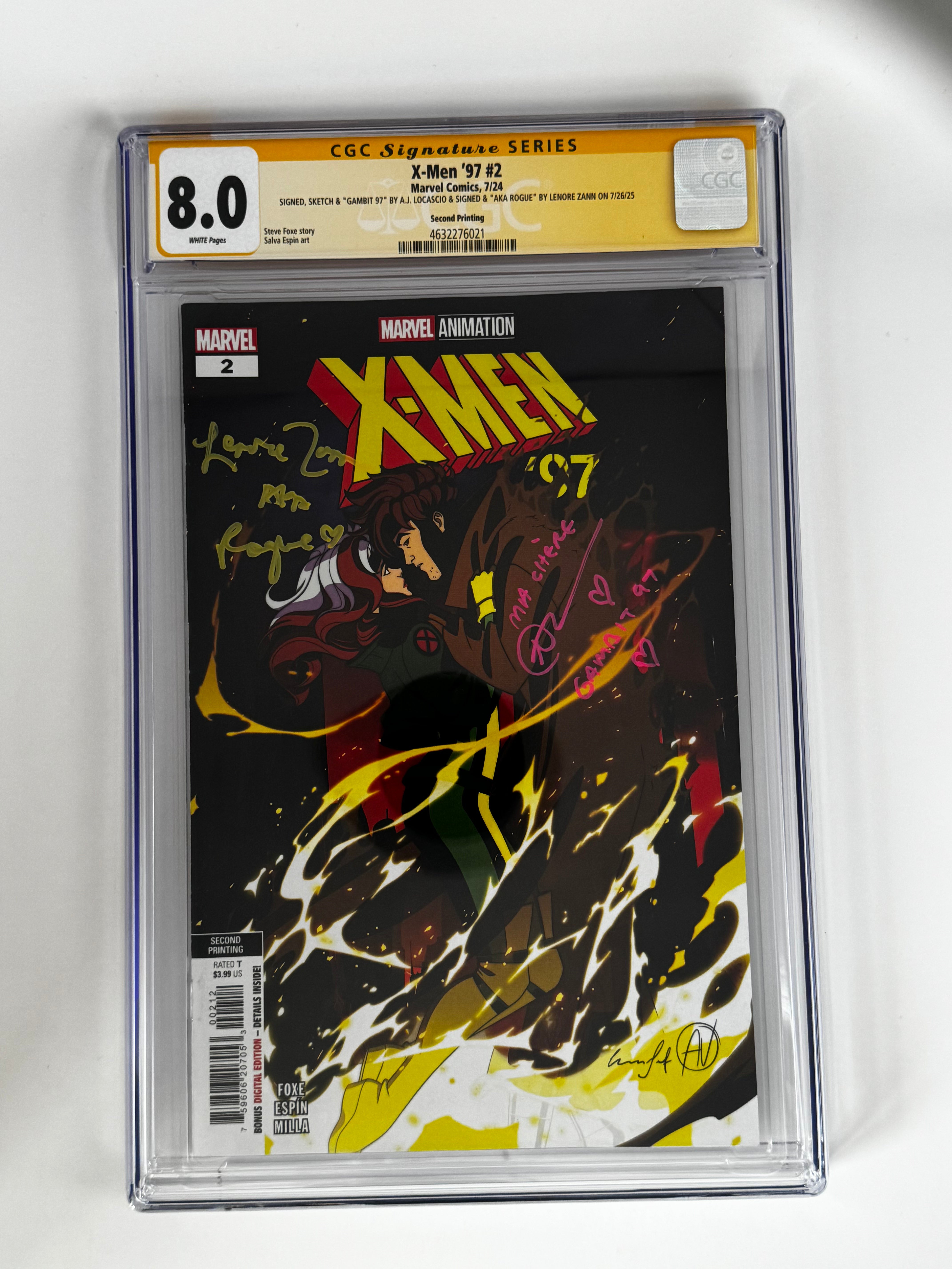 [DOUBLE SIGNED LENORE ZANN | AJ LOCASCIO] X-MEN '97 #2 CGC 8.0 Yellow Label 2nd PTG Steve Espin Var Main image