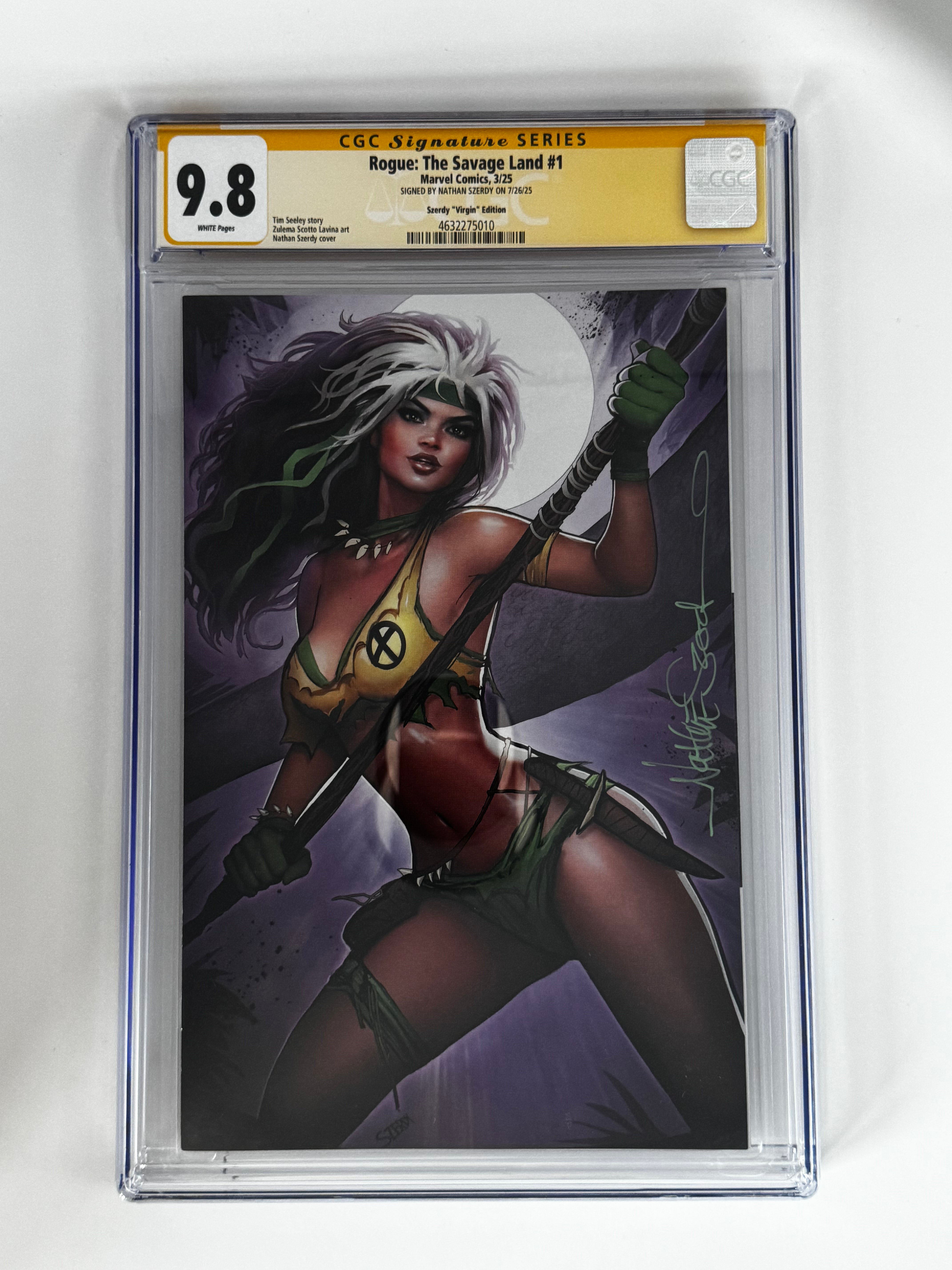 [Signed by Nathan Szerdy] Rogue The Savage Land #1 CGC 9.8 Yellow Label Szerdy Exclusive Virgin Var Main image