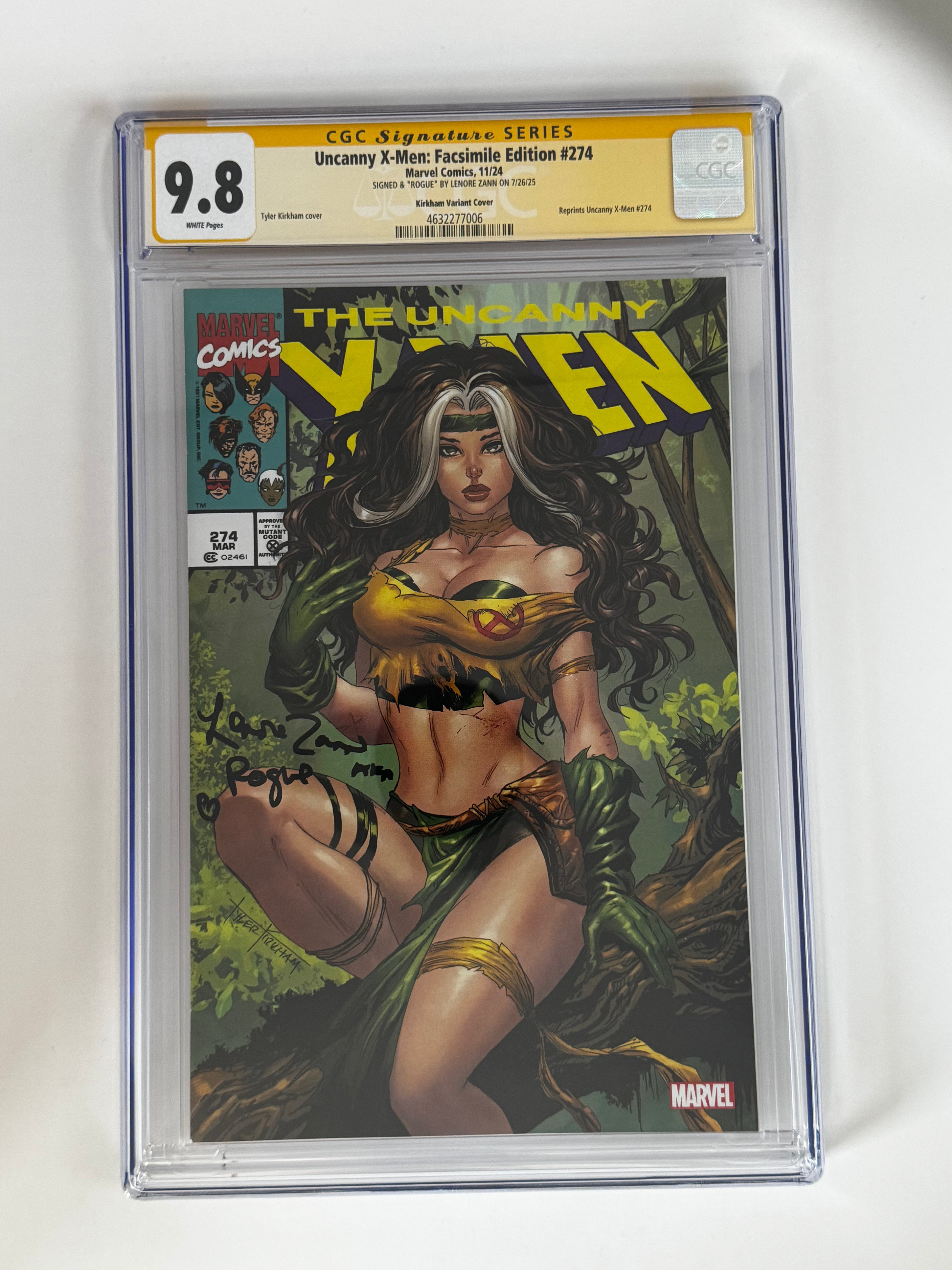 [Signed by Lenore Zann] Uncanny X-Men Facsimile Edition #274 9.8 CGC Yellow Label Kirkham Exclusive Var Main image