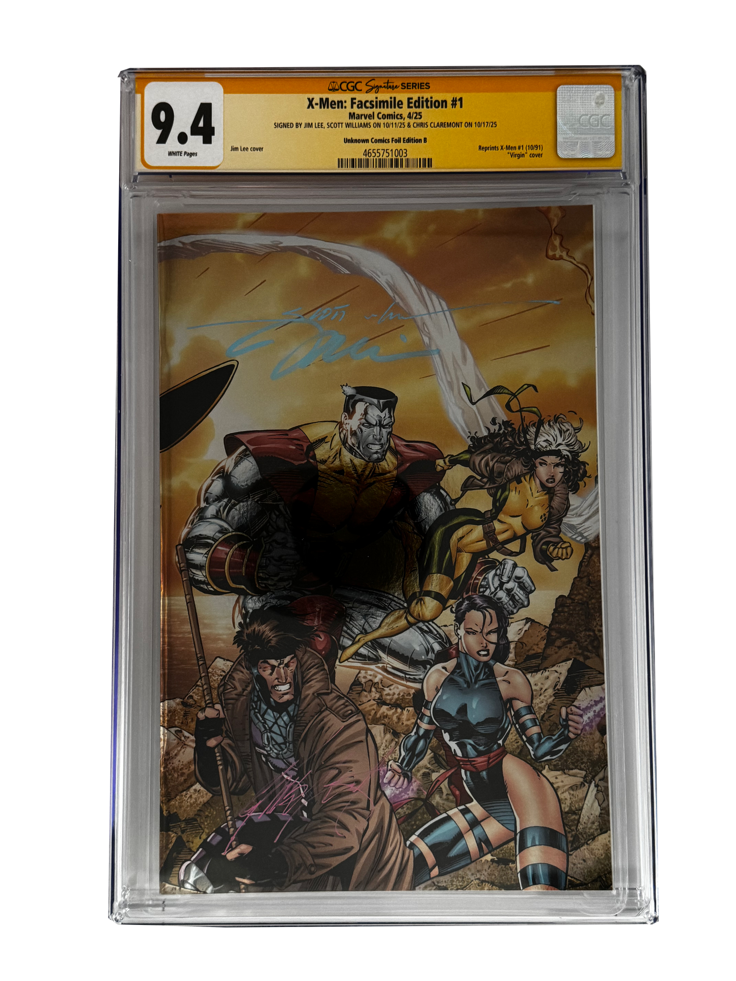 [TRIPLE SIGNED CGC YELLOW LABEL 4 PACK FOIL] X-Men 1991 #1 Facsimile Jim Lee | Claremont | Williams Cover Var [Set #3]