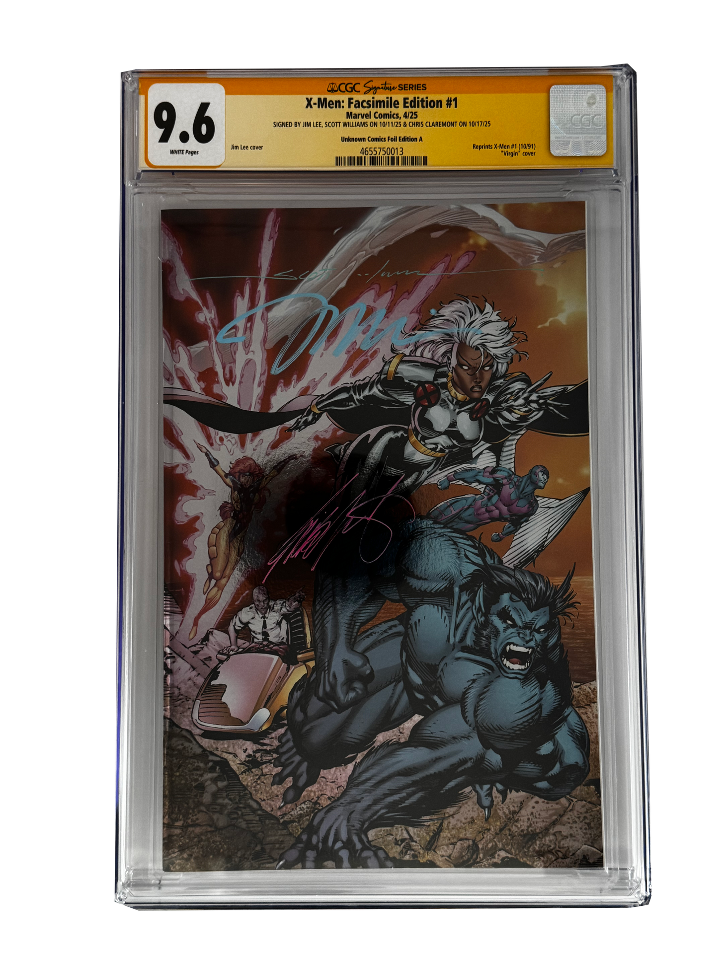 [TRIPLE SIGNED CGC YELLOW LABEL 4 PACK FOIL] X-Men 1991 #1 Facsimile Jim Lee | Claremont | Williams Cover Var [Set #3]