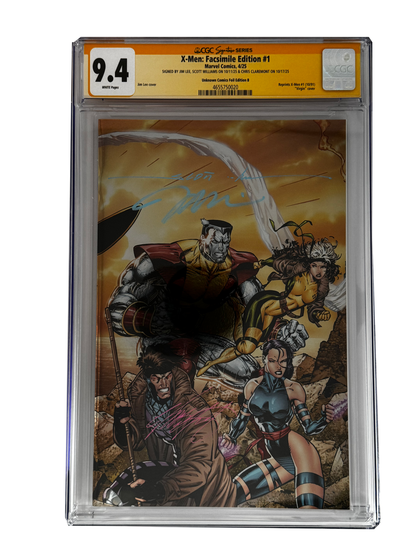[TRIPLE SIGNED CGC YELLOW LABEL 4 PACK FOIL] X-Men 1991 #1 Facsimile Jim Lee | Claremont | Williams Cover Var [Set #2]
