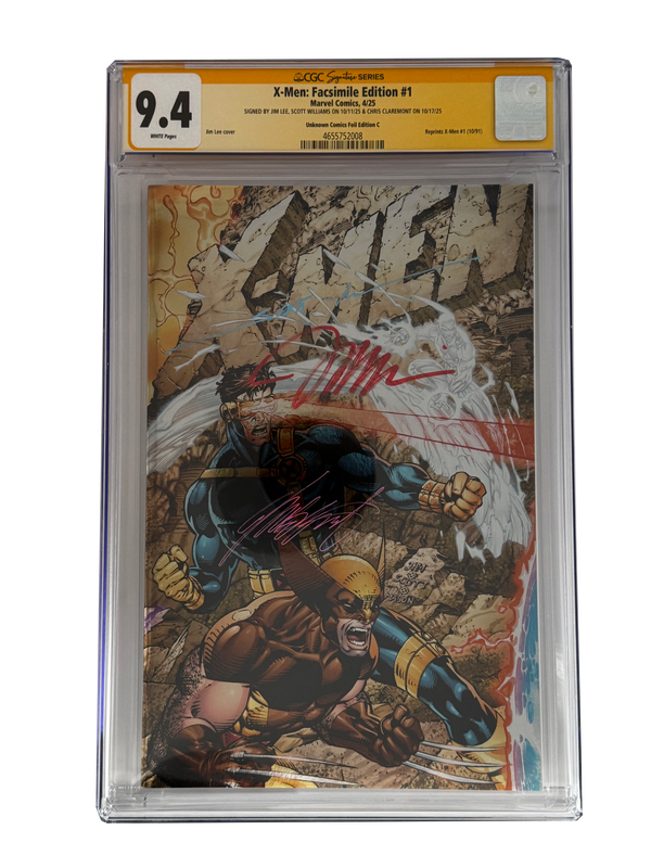 [TRIPLE SIGNED CGC YELLOW LABEL 4 PACK FOIL] X-Men 1991 #1 Facsimile Jim Lee | Claremont | Williams Cover Var [Set #2]