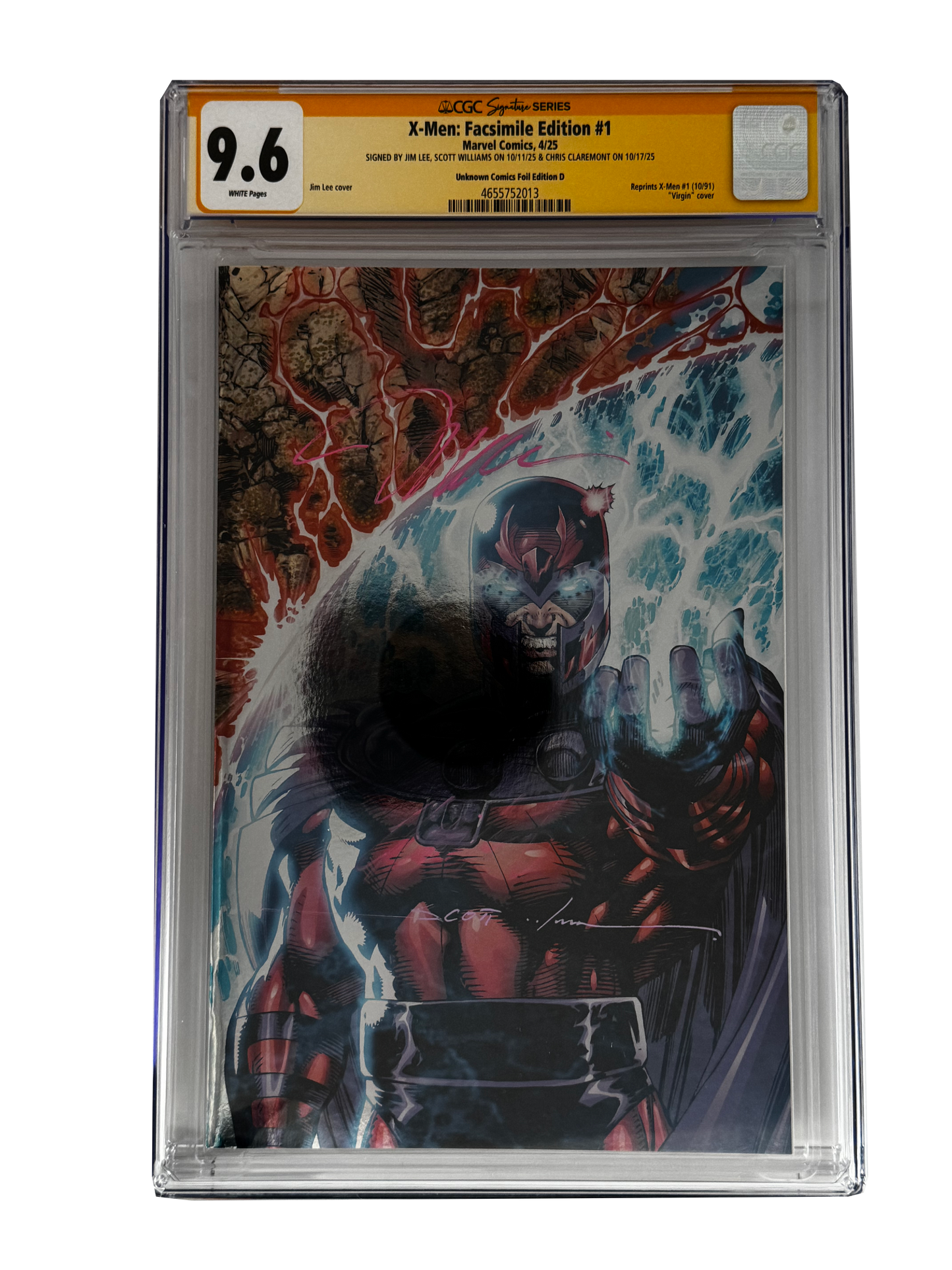 [TRIPLE SIGNED CGC YELLOW LABEL 4 PACK FOIL] X-Men 1991 #1 Facsimile Jim Lee | Claremont | Williams Cover Var [Set #2]